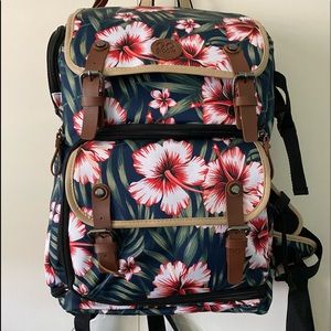 Hawaiian floral camera backpack